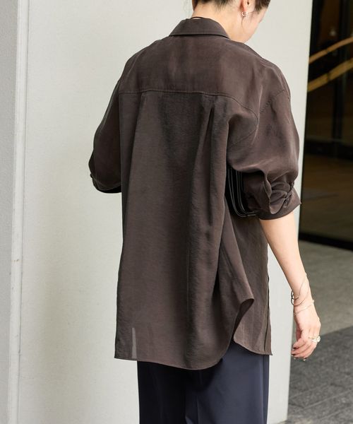 JOURNAL STANDARD（ジャーナルスタンダード）の「《追加2》キュプラヴィンテージローンシャツ（シャツ/ブラウス・レディース・ブラウン/ブラック・FREE）」の12枚目の写真