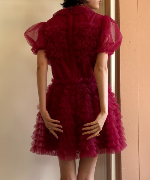 HONEY MI HONEY(ハニーミーハニー)の「tulle frill mini dress(ワンピース・レディース・ベージュ/ボルドー/ピンク・FREE)」の17枚目の写真