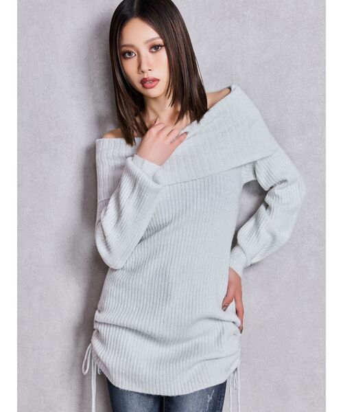 GYDA(ジェイダ)の「2WAYオフショルラメニットチュニック(チュニック・レディース・オフホワイト/ブラック・FREE)」の3枚目の写真