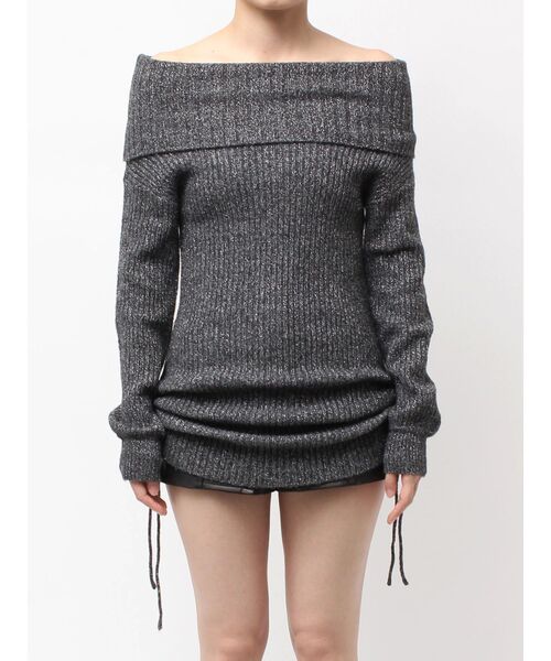 GYDA(ジェイダ)の「2WAYオフショルラメニットチュニック(チュニック・レディース・オフホワイト/ブラック・FREE)」の8枚目の写真