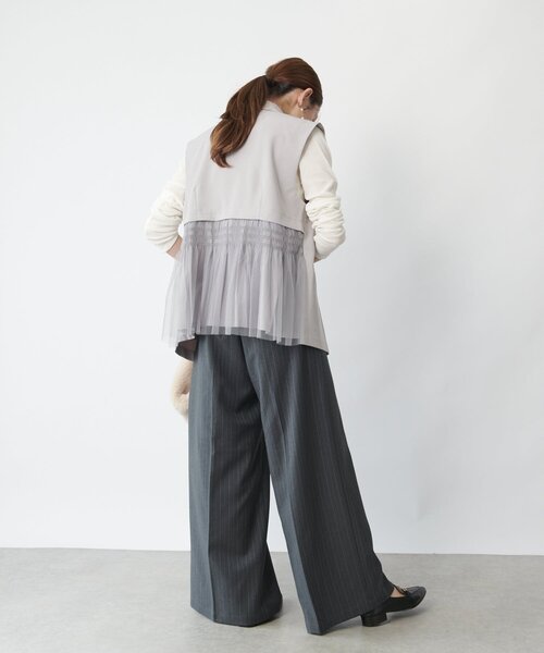 セール】《後ろ姿もお洒落に◎》バックチュールジレ（ベスト）｜un dix