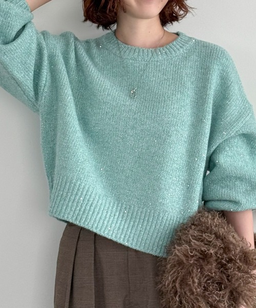 大好評につき再入荷決定！】【新色追加】スパンコールショートニット