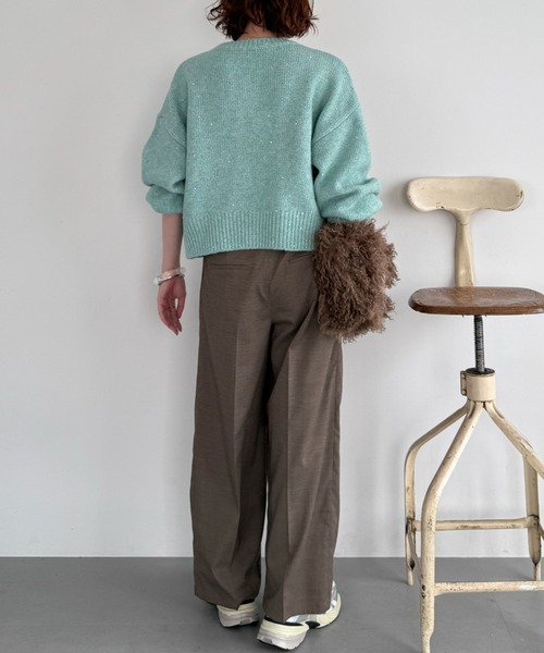 Doux archives(ドゥアルシーヴ)の「【大好評につき再入荷決定!】【新色追加】スパンコールショートニットプルオーバー(ニット/セーター・レディース・ミント/シルバーグレー/ピンク/チャコールグレー/アイボリー・FREE)」の19枚目の写真