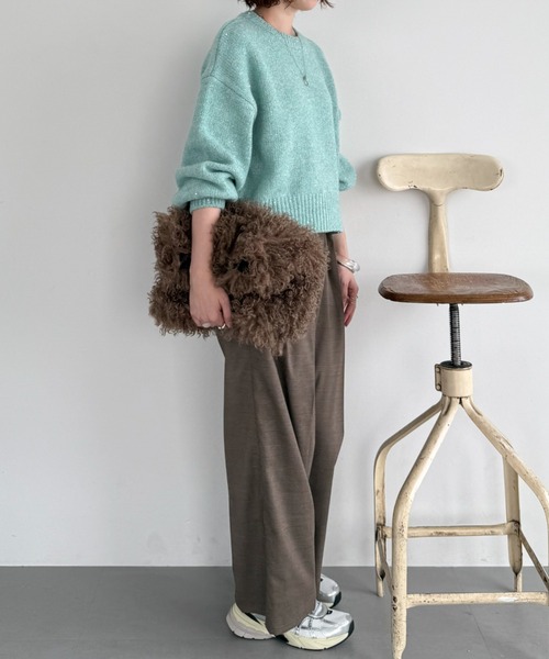 Doux archives(ドゥアルシーヴ)の「【大好評につき再入荷決定!】【新色追加】スパンコールショートニットプルオーバー(ニット/セーター・レディース・ミント/シルバーグレー/ピンク/チャコールグレー/アイボリー・FREE)」の20枚目の写真