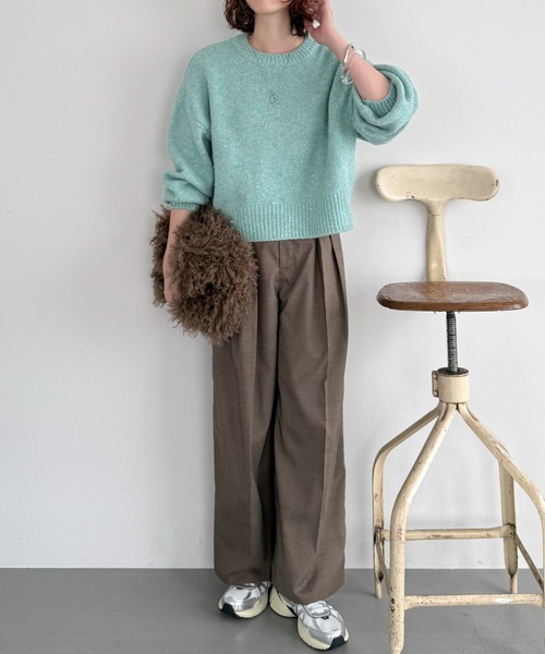 Doux archives(ドゥアルシーヴ)の「【大好評につき再入荷決定!】【新色追加】スパンコールショートニットプルオーバー(ニット/セーター・レディース・ミント/シルバーグレー/ピンク/チャコールグレー/アイボリー・FREE)」の22枚目の写真