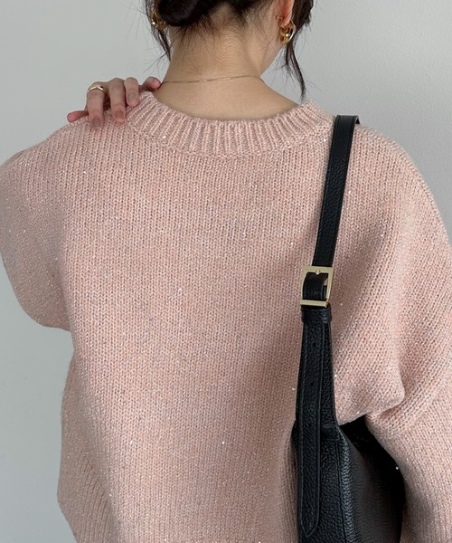 Doux archives(ドゥアルシーヴ)の「【大好評につき再入荷決定!】【新色追加】スパンコールショートニットプルオーバー(ニット/セーター・レディース・ミント/シルバーグレー/ピンク/チャコールグレー/アイボリー・FREE)」の17枚目の写真