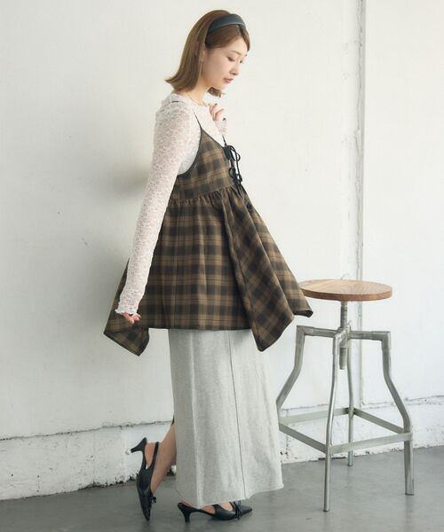 RETRO GIRL（レトロガール）の「リボン2WAYチュニックキャミOP（チュニック・レディース・ブラック/ブラウン系その他2/ナチュラル・FREE）」の7枚目の写真