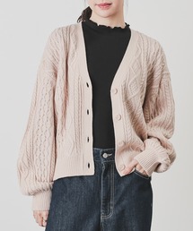 Honeys | ケーブル編Ｖカーディガン(カーディガン/ボレロ)