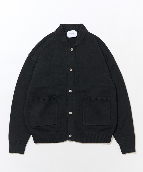 お値下げ！Picone Club ブラック綿ニットカーディガン　サイズI セール】【MAISON CLUB】Wool Over Knit MA-1 Cardigan / ウール