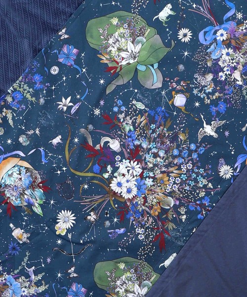 iS ScoLar（イズスカラー）の「553238：ネコと花の天の川柄 ドロストワンピース（ワンピース・レディース・ブラック/ベージュ/ネイビー・M）」の9枚目の写真