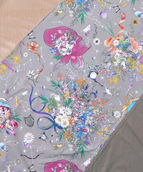 iS ScoLar（イズスカラー）の「553238：ネコと花の天の川柄 ドロストワンピース（ワンピース・レディース・ブラック/ベージュ/ネイビー・M）」の8枚目の写真