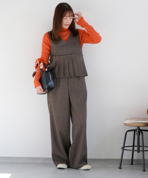 cepo（セポ）の「〈セットアップ対応〉ツイードライクイージ－ワイドトラウザー（その他パンツ・レディース・チャコール/ブラウン/グレー系その他/ブラウン系その他・M）」の4枚目の写真