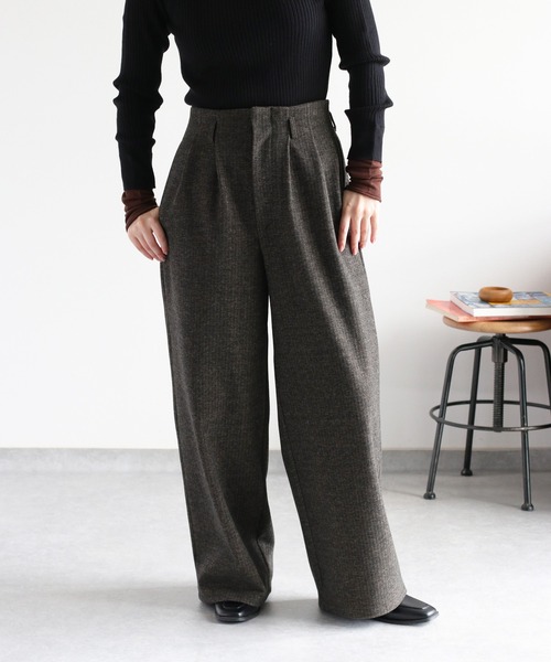 cepo（セポ）の「〈セットアップ対応〉ツイードライクイージ－ワイドトラウザー（その他パンツ・レディース・チャコール/ブラウン/グレー系その他/ブラウン系その他・M）」の3枚目の写真