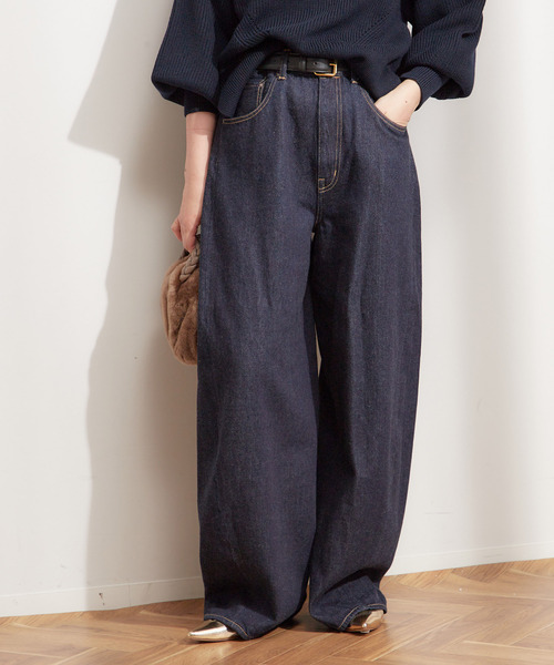 journal standard L'essage（ジャーナルスタンダードレサージュ）の「《追加3》ルーズウェービング 3D デニムパンツ（その他パンツ・レディース・ブラック/ネイビー・36/38）」の2枚目の写真