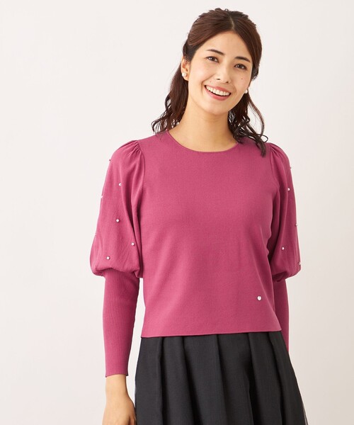 TO BE CHIC(トゥー ビー シック)の「ドットパールスリーブ ニット(ニット/セーター・レディース・グレー系その他2/グリーン系その他3/レッド系その他/ブラック/オフホワイト/ピンク系その他2・40/42)」の6枚目の写真