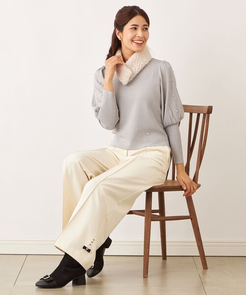 TO BE CHIC(トゥー ビー シック)の「ドットパールスリーブ ニット(ニット/セーター・レディース・グレー系その他2/グリーン系その他3/レッド系その他/ブラック/オフホワイト/ピンク系その他2・40/42)」の8枚目の写真