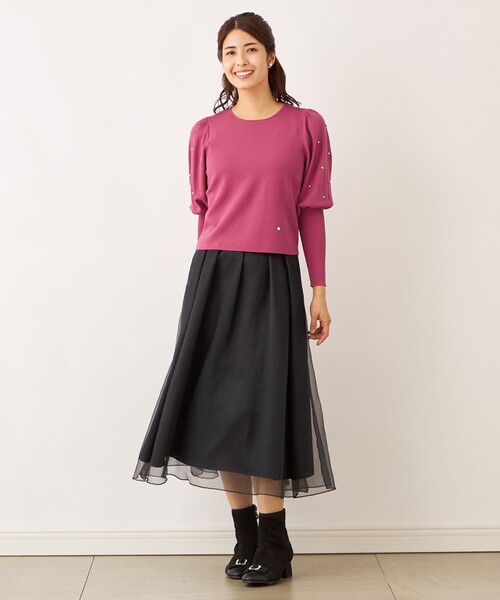 TO BE CHIC(トゥー ビー シック)の「ドットパールスリーブ ニット(ニット/セーター・レディース・グレー系その他2/グリーン系その他3/レッド系その他/ブラック/オフホワイト/ピンク系その他2・40/42)」の11枚目の写真