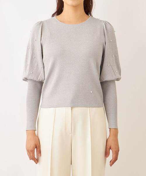 TO BE CHIC(トゥー ビー シック)の「ドットパールスリーブ ニット(ニット/セーター・レディース・グレー系その他2/グリーン系その他3/レッド系その他/ブラック/オフホワイト/ピンク系その他2・40/42)」の14枚目の写真
