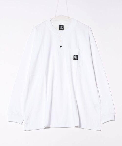 UNIIT(ユニット)の「【brknhome/ブロークンホーム】ヘンリーネックポケット付ロンT オーバーサイズ(Tシャツ/カットソー・メンズ・ホワイト/ブラック・MEDIUM/LARGE)」の2枚目の写真