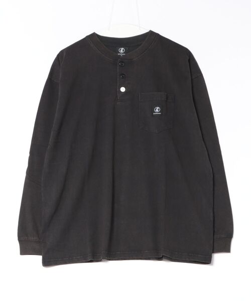 UNIIT(ユニット)の「【brknhome/ブロークンホーム】ヘンリーネックポケット付ロンT オーバーサイズ(Tシャツ/カットソー・メンズ・ホワイト/ブラック・MEDIUM/LARGE)」の1枚目の写真