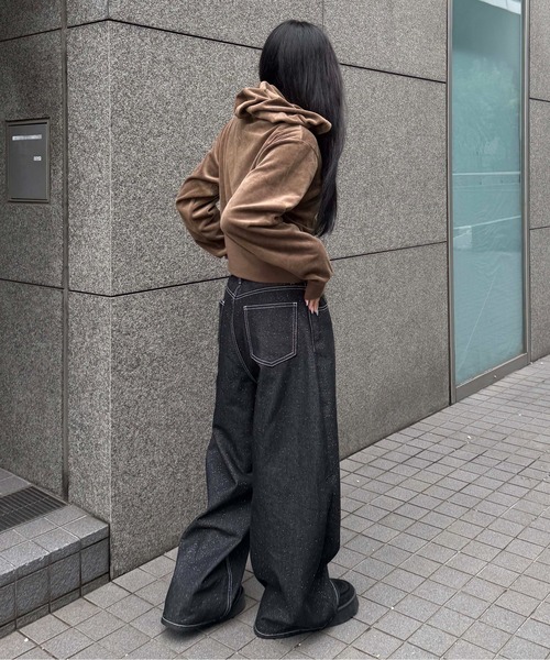 セール】クロスモチーフベロアパーカー【SETUP着用可能】（パーカー