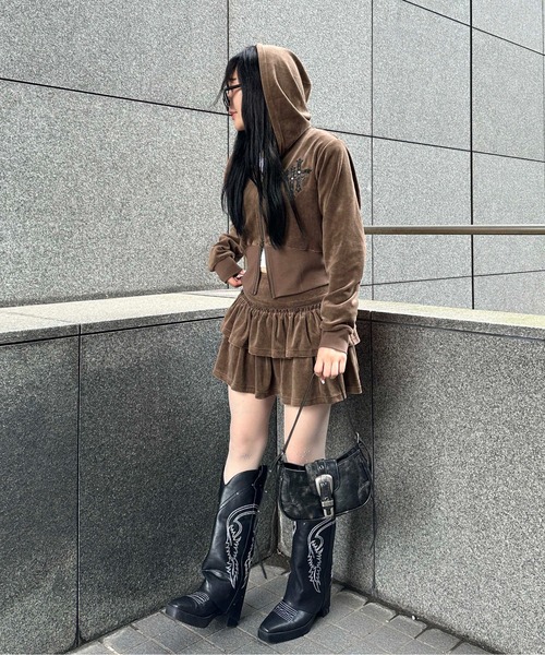 sedacle girl（セダクルガール）の「クロスモチーフベロアパーカー【SETUP着用可能】（パーカー・レディース・ブラック/ブラウン・SMALL/MEDIUM）」の20枚目の写真