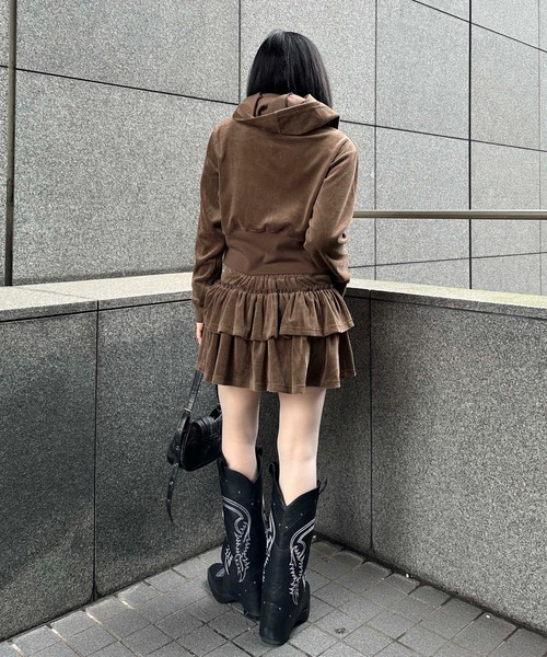 sedacle girl（セダクルガール）の「クロスモチーフベロアパーカー【SETUP着用可能】（パーカー・レディース・ブラック/ブラウン・SMALL/MEDIUM）」の21枚目の写真