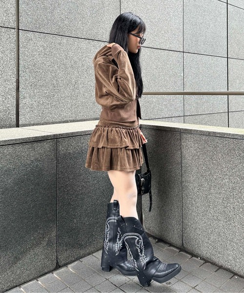 sedacle girl（セダクルガール）の「クロスモチーフベロアパーカー【SETUP着用可能】（パーカー・レディース・ブラック/ブラウン・SMALL/MEDIUM）」の22枚目の写真