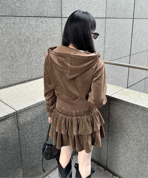 sedacle girl（セダクルガール）の「クロスモチーフベロアパーカー【SETUP着用可能】（パーカー・レディース・ブラック/ブラウン・SMALL/MEDIUM）」の14枚目の写真