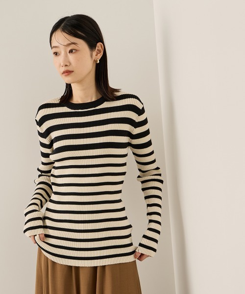 ketty(ケティ)の「チョウオンクルーネックニット≪手洗い可能≫(ニット/セーター・レディース・ライトグレー/ブラック系その他/ブラック/イエロー・M)」の1枚目の写真