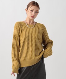 ハグオーワー＊ハンドニットケーブルプルオーバー＊マスタード ハグオーワー＊ハンドニットケーブルプルオーバー＊マスタード - メルカリ