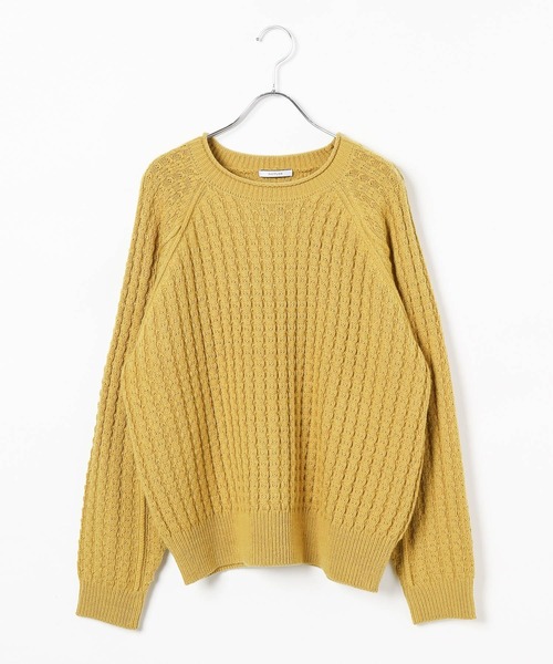 BAYFLOW（ベイフロー）の「アウトリンキングケーブルプルオーバー（ニット/セーター・レディース・オフホワイト/レッド/マスタード/ネイビー・FREE）」の5枚目の写真