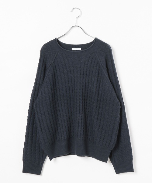 BAYFLOW（ベイフロー）の「アウトリンキングケーブルプルオーバー（ニット/セーター・レディース・オフホワイト/レッド/マスタード/ネイビー・FREE）」の6枚目の写真