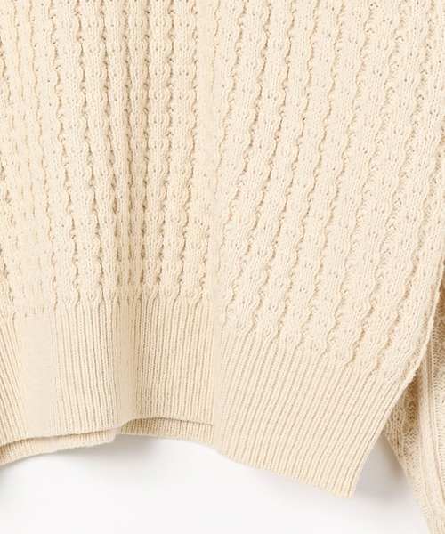 BAYFLOW（ベイフロー）の「アウトリンキングケーブルプルオーバー（ニット/セーター・レディース・オフホワイト/レッド/マスタード/ネイビー・FREE）」の11枚目の写真