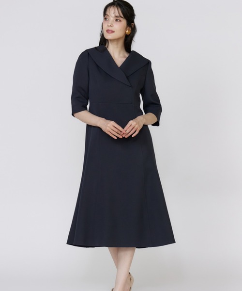 【美品】 LIMI feu リミフゥ ショールカラー ワンピース ドレス M Maglie le cassetto》ショールカラーワンピース｜M Maglie le