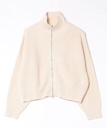 【豊富なカラー展開】ハーフZIP畦編みカーディガン(BL)