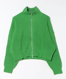 【豊富なカラー展開】ハーフZIP畦編みカーディガン(BL)