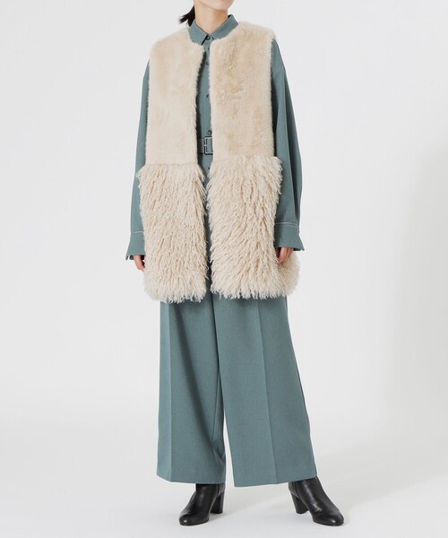 LOVELESS（ラブレス）の「ファーコンビベスト（ベスト・レディース・オフホワイト/ベージュ系その他3・34/36）」の7枚目の写真