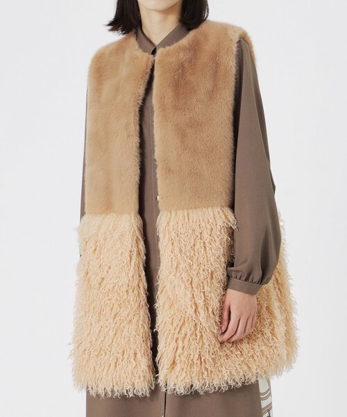 LOVELESS（ラブレス）の「ファーコンビベスト（ベスト・レディース・オフホワイト/ベージュ系その他3・34/36）」の2枚目の写真