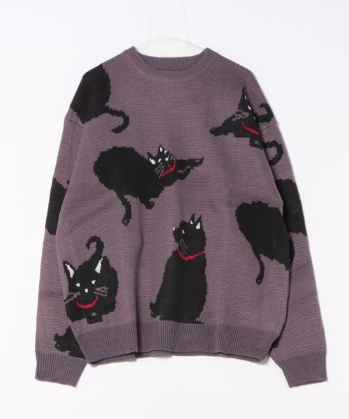 セール】アニマルパターン 総柄ジャガード ルーズニット プルオーバー