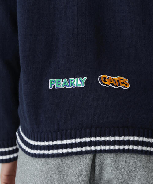 PEARLY GATES】7G部分ジャガード×ストレッチ裏地フルジップニット