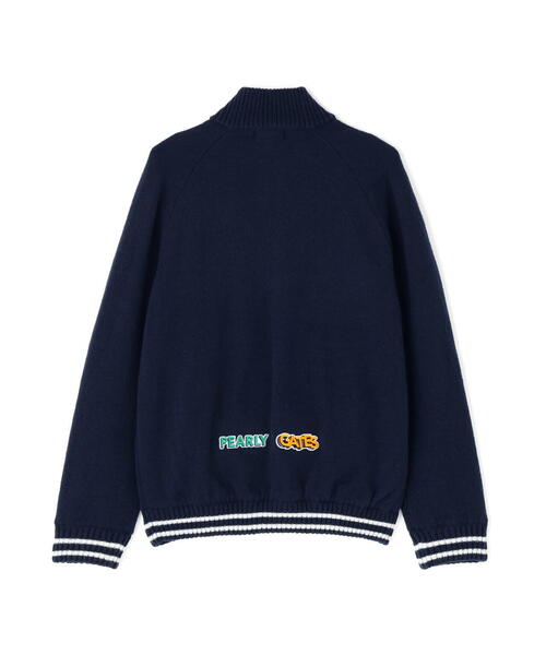 PEARLY GATES】7G部分ジャガード×ストレッチ裏地フルジップニット