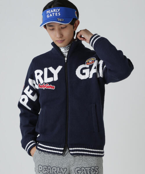 サイズ：5 PEARLY GATES パーリーゲイツ 裏地付 ニットブルゾン 総柄