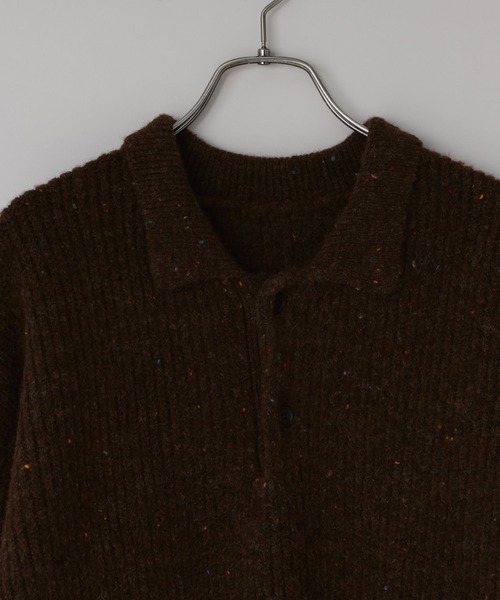 LOWRYS FARM（ローリーズファーム）の「【LFM(U)】カラーネップニットポロ　 618257（ニット/セーター・メンズ・ブラウン/ネイビー/チャコールグレー・FREE）」の5枚目の写真