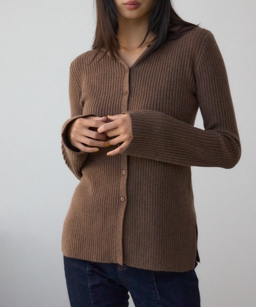 AZUL by moussy(アズールバイマウジー)の「フーディーカーデ(カーディガン/ボレロ・レディース・ブラウン/レッド/杢グレー/ブラック・FREE)」の1枚目の写真