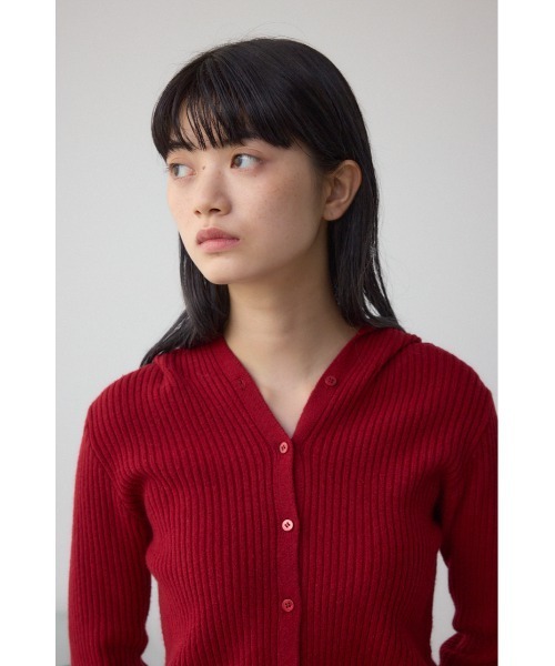 AZUL by moussy(アズールバイマウジー)の「フーディーカーデ(カーディガン/ボレロ・レディース・ブラウン/レッド/杢グレー/ブラック・FREE)」の5枚目の写真