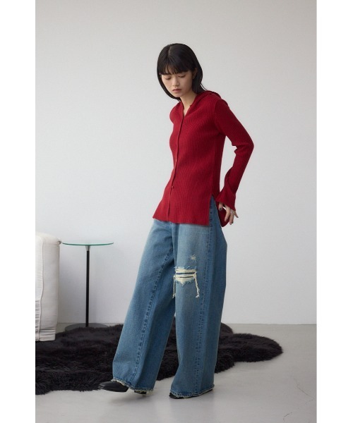 AZUL by moussy(アズールバイマウジー)の「フーディーカーデ(カーディガン/ボレロ・レディース・ブラウン/レッド/杢グレー/ブラック・FREE)」の7枚目の写真
