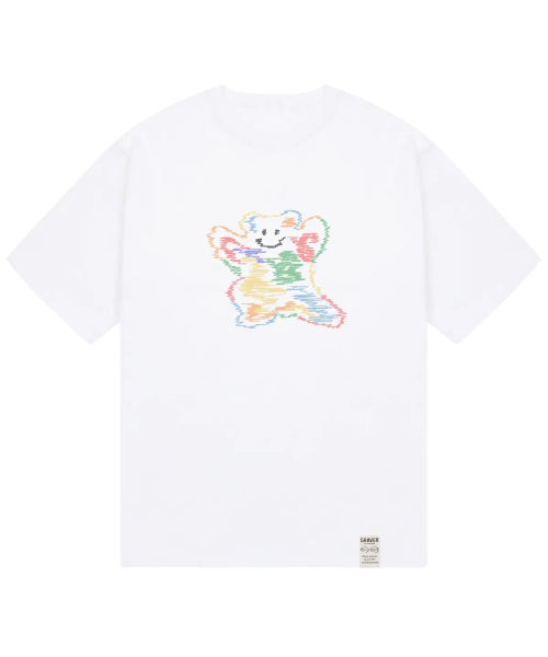GRAVER（グレーバー）の「[ユニセックス]レインボービッグクラウドベアスマイル半袖Tシャツ_ホワイト（Tシャツ/カットソー・レディース・ホワイト・LARGE/X-LARGE/SMALL/MEDIUM）」の9枚目の写真