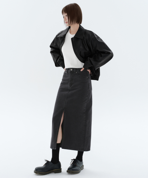 セール】ウーマンズフロントスリットデニムロングスカート【ウォッシュ