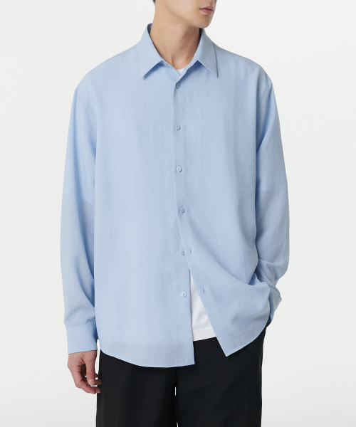 MUSINSA STANDARD（ムシンサスタンダード）の「リラックスドリネンライクシャツ[スカイブルー]（シャツ/ブラウス・メンズ・その他・MEDIUM/LARGE/X-LARGE/SMALL/XX-LARGE）」の2枚目の写真